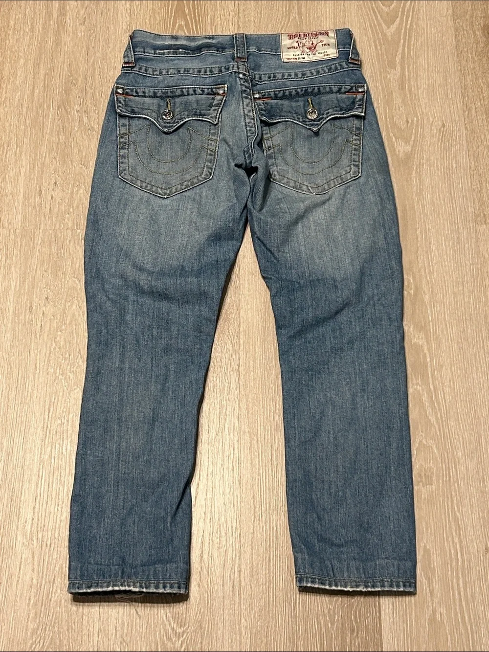 True Religion Distressed Patched Slim Blue Women's Jeans Sz 27